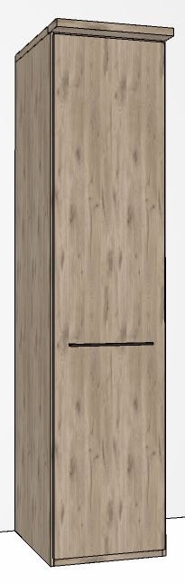 Durban Hinged-door wardrobe with Cornice / 1 Door RHH / Handles in silver/