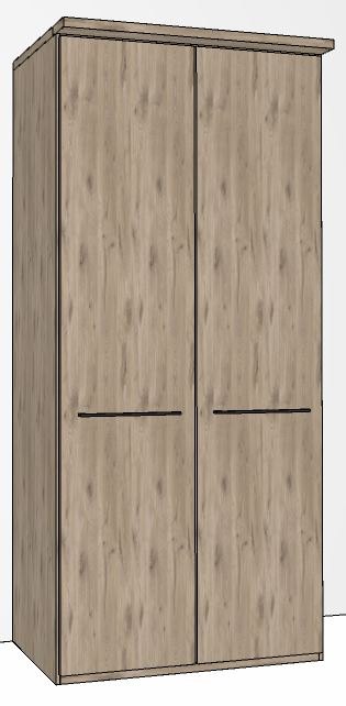 Durban Hinged-door wardrobe with Cornice / 2 Door / Handles in silver/