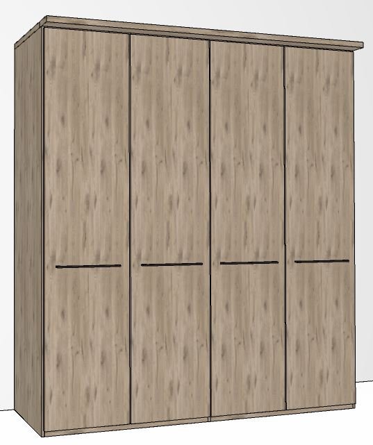 Durban Hinged-door wardrobe with Cornice / 4 Door / Handles in silver/