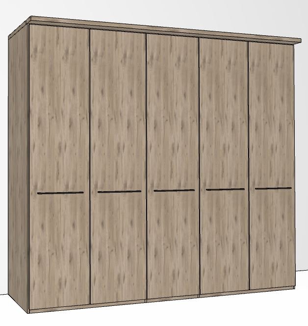 Durban Hinged-door wardrobe with Cornice / 5 Door / Handles in silver/