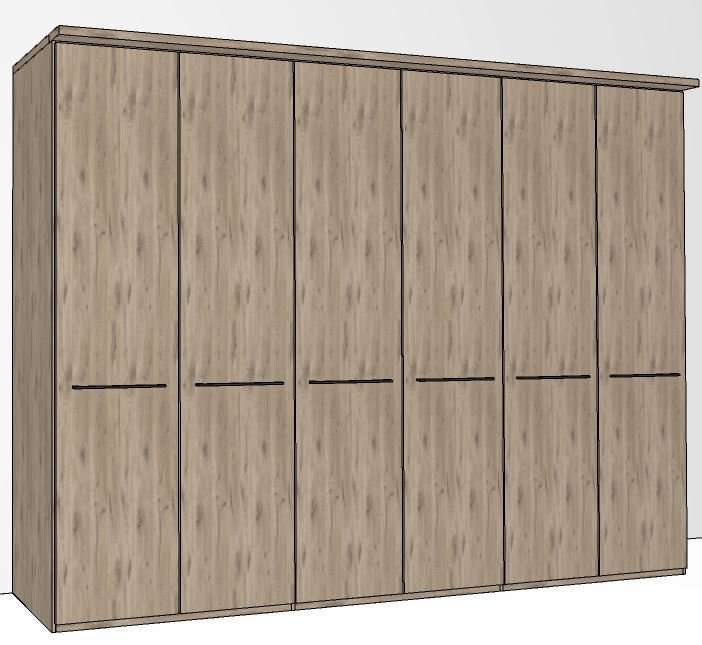 Durban Hinged-door wardrobe with Cornice /  6 Door / Handles in silver/