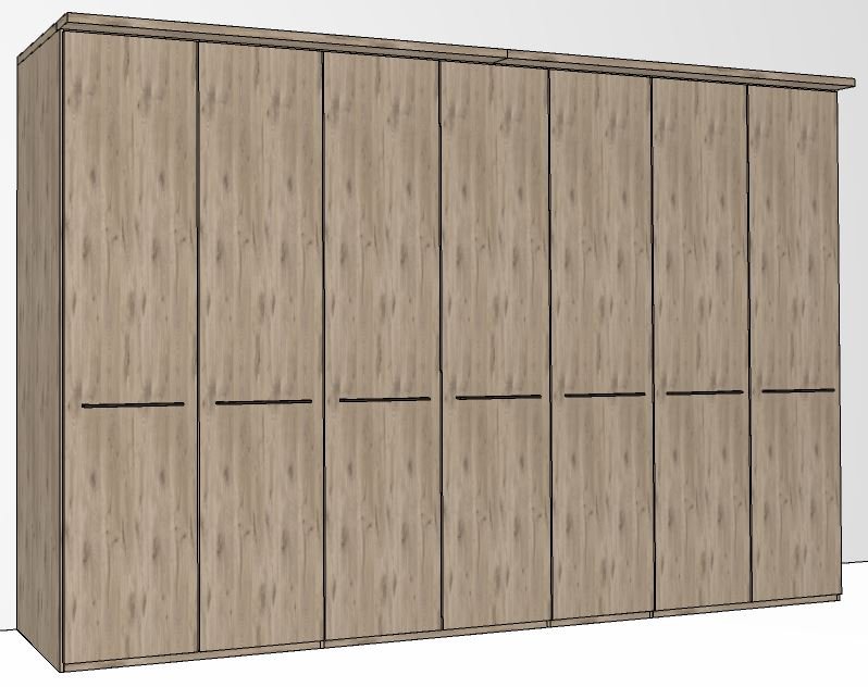 Durban Hinged-door wardrobe with Cornice /  7 Door / Handles in silver/