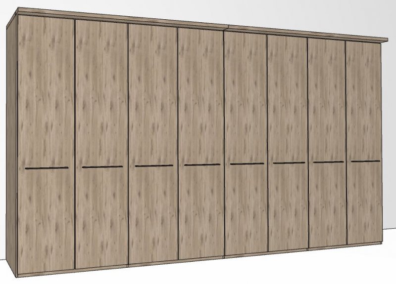 Durban Hinged-door wardrobe with Cornice / 8 Door / Handles in silver/