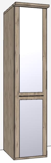 Durban Hinged-door wardrobe with Cornice / 1 mirrored door LHH / Handles in silver/