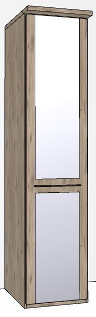 Durban Hinged-door wardrobe with Cornice / 1 mirrored door RHH / Handles in silver/