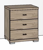 Durban Bedside cabinet 3 drawers / Handles in silver/