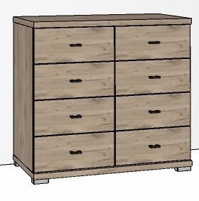 Durban Chest of drawers with 8 / Handles in silver/