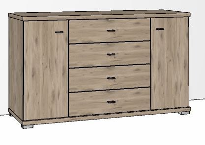 Durban Combination dresser / Handles in silver/