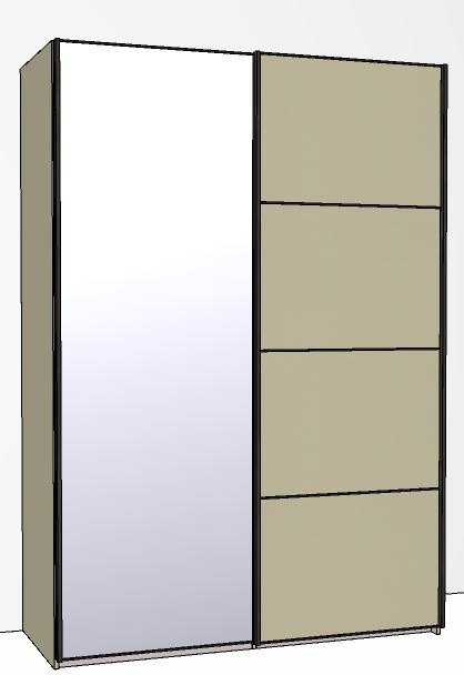 Callisto Plus 150cm Wide 2 doors 1 mirrored door left 4 Panel Front Wooden and Mirrored Doors