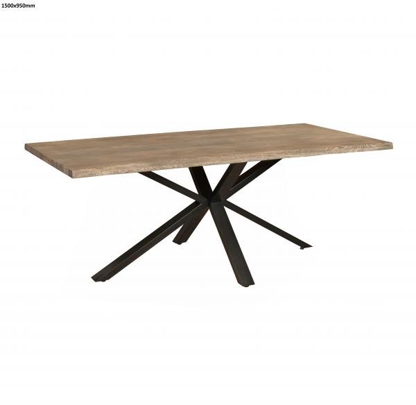 Forest Collection 150 x 95cm (Grey Oiled) With Spider Metal Leg Dining Table