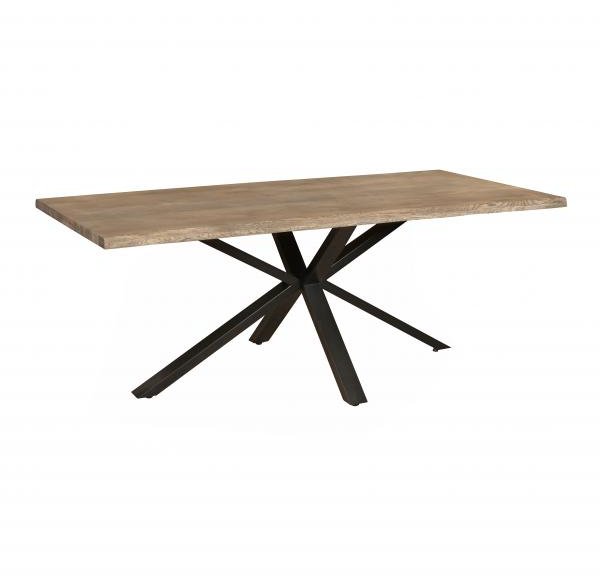 Forest Collection 200 x 95cm (Grey Oiled) With "U" Styled Metal Leg Dining Table