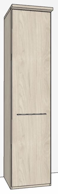 Hinged-door wardrobe with Cornice / 1 Door LHH / Handles in silver/