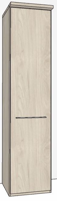 Zambia Hinged-door wardrobe with Cornice / 1 Door RHH / Handles in silver/