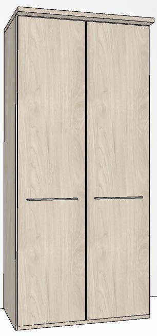 Zambia Hinged-door wardrobe with Cornice / 2 Door / Handles in silver/