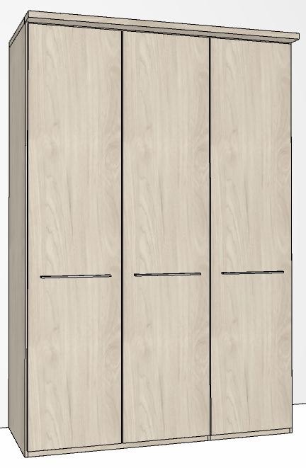 Zambia Hinged-door wardrobe with Cornice / 3 Door / Handles in silver/