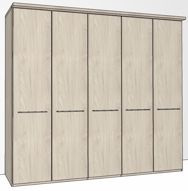 Zambia Hinged-door wardrobe with Cornice / 5 Door / Handles in silver/