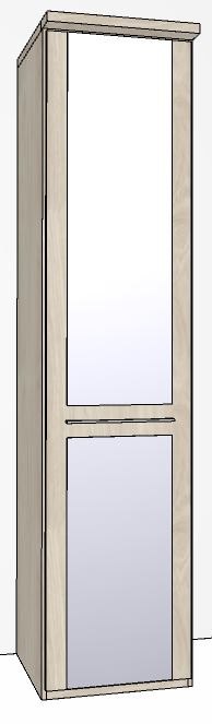 Zambia Hinged-door wardrobe with Cornice / 1 mirrored door LHH / Handles in silver/