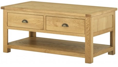 Tiverton Coffee Table With Drawers - Oak