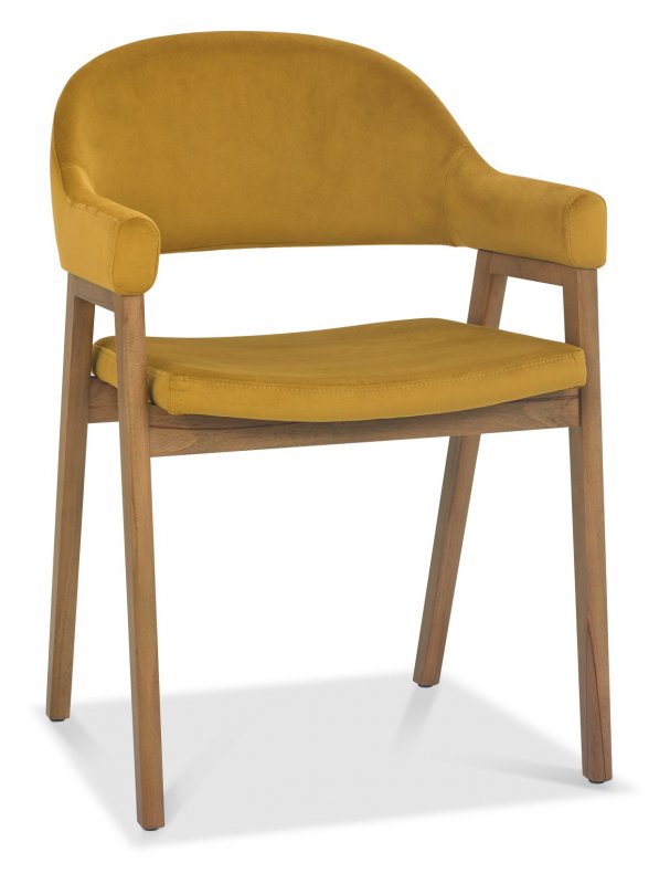 Upholstered Arm Chair in a Dark Mustard Velvet Fabric