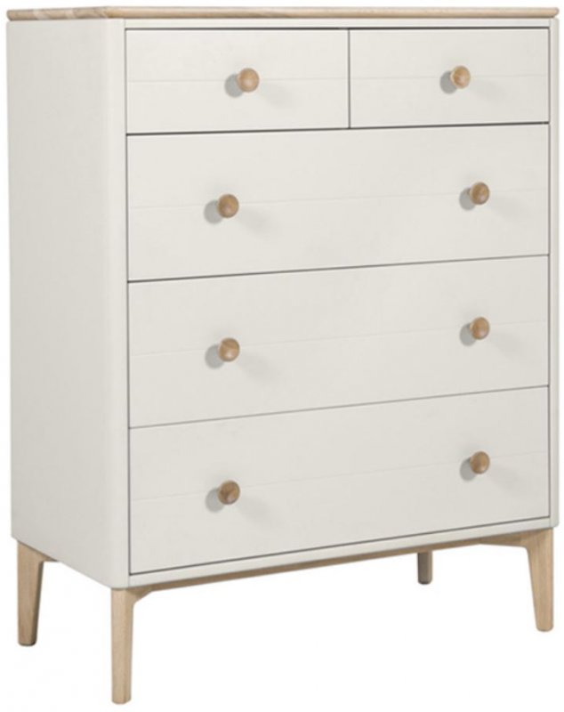 Hamar Bedroom Collection  Cashmere Oak 5 Drawer Medium Chest