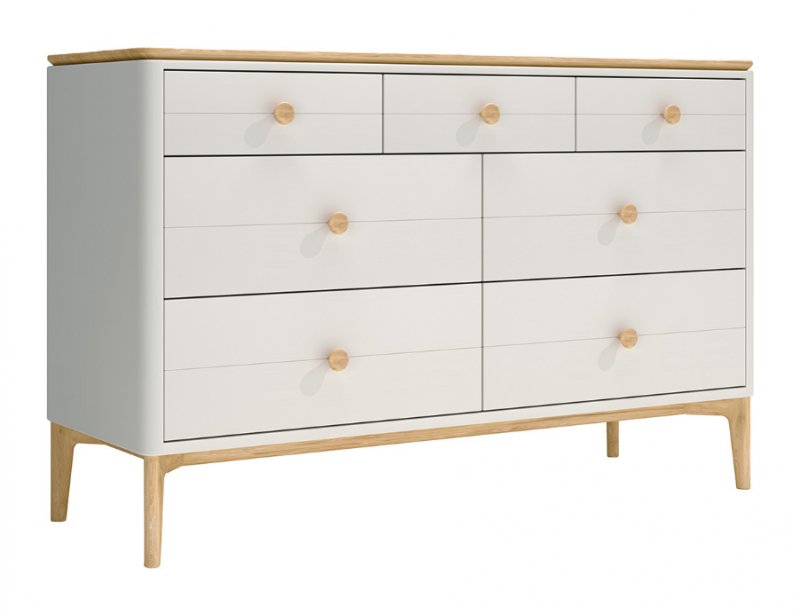 Larvik Bedroom Collection  Cashmere and Oak 7 Drawer Wide Chest