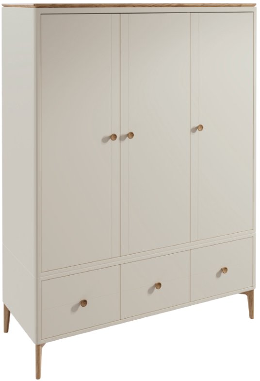 Larvik Bedroom Collection Cashmere and Oak 3 Door Wardrobe