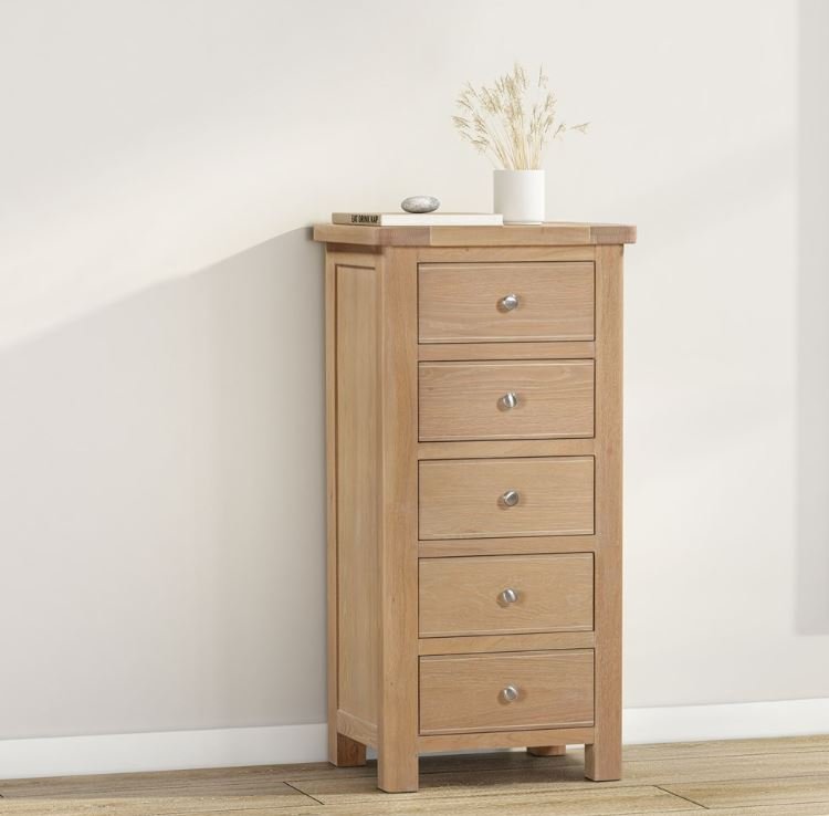 Banham Oak Bedroom 5 Drawer Tall Chest