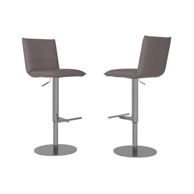 Mantua Grey Leather Bar Stool