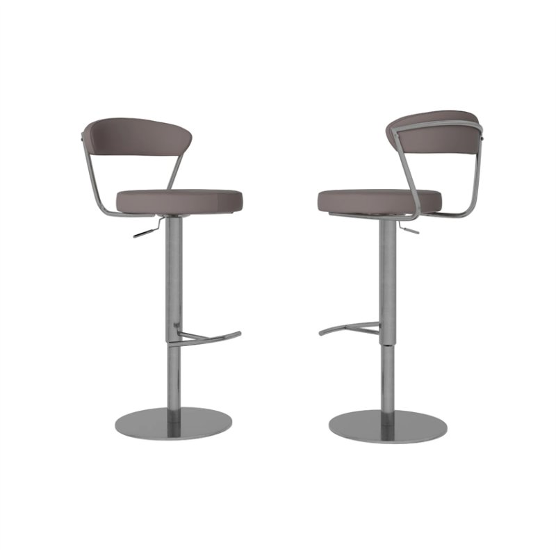 Orta Taupe Leather Bar Stool