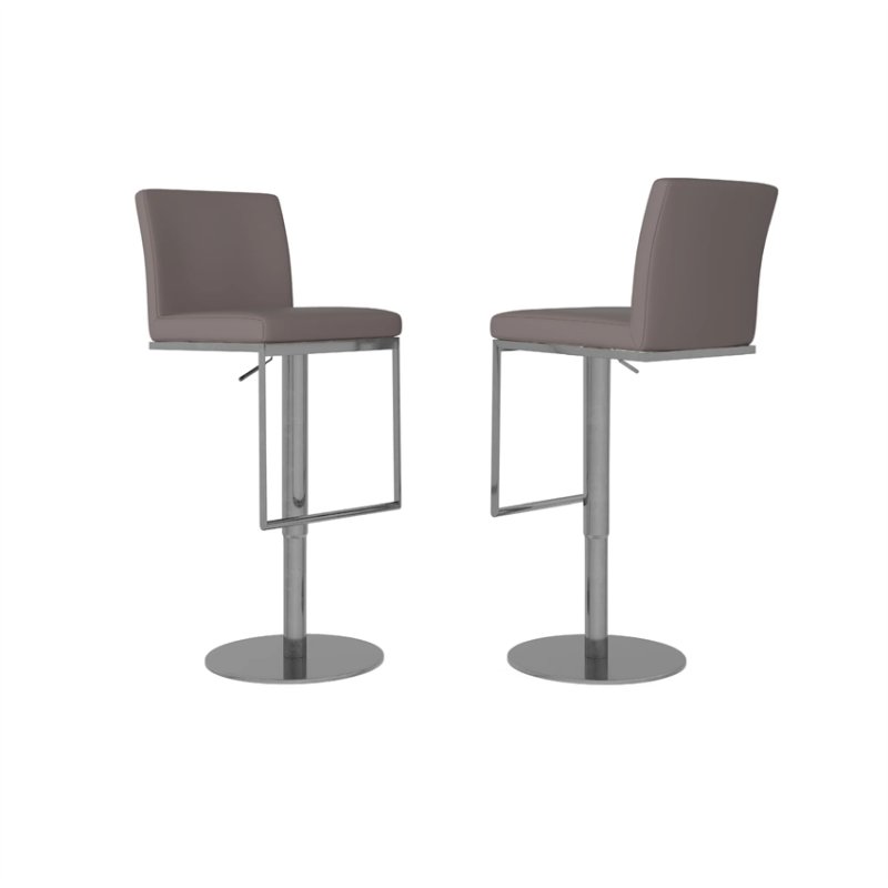 Saluzzo Taupe Leather Adjustable Bar Stool