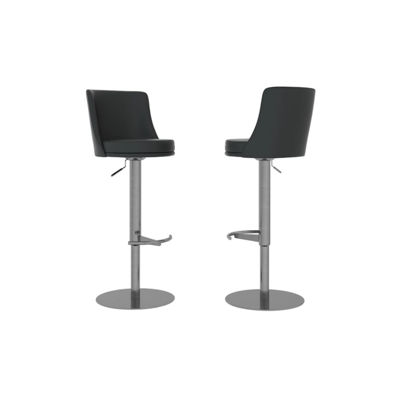 Vernazza Black Leather Adjustable Bar Stool