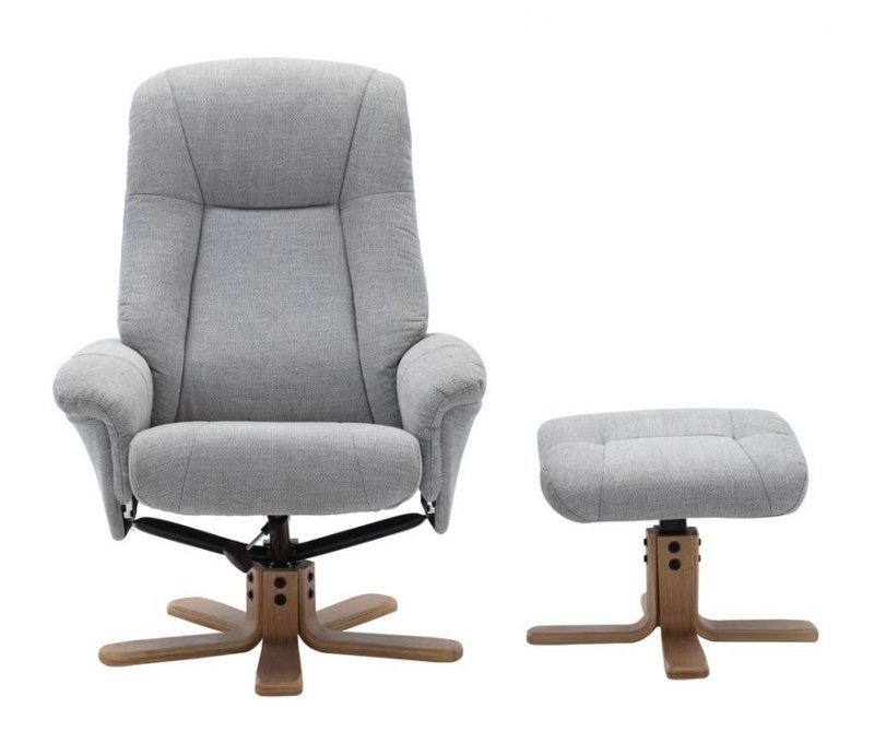 Sedona Swivel Recliner Chair & Footstool / Fabric :-Cloud