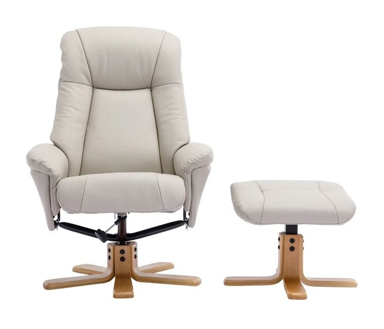 Sedona Swivel Recliner Chair & Footstool / Leather & Match Mushroom