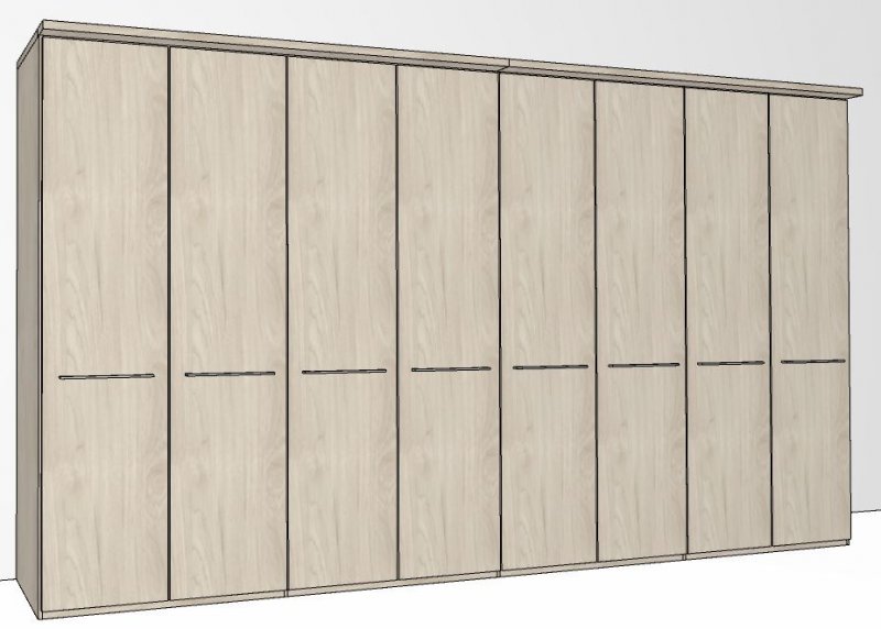 Zambia Hinged-door wardrobe with Cornice / 8 Door / Handles in silver/