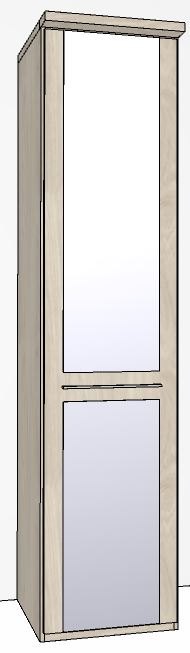 Zambia Hinged-door wardrobe with Cornice / 1 mirrored door RHH / Handles in silver/