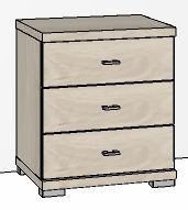 Zambia Bedside cabinet 3 drawers / Handles in silver/