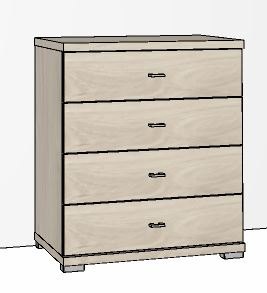 Zambia Drawer unit with 4 drawers - 75cm / Handles in silver/