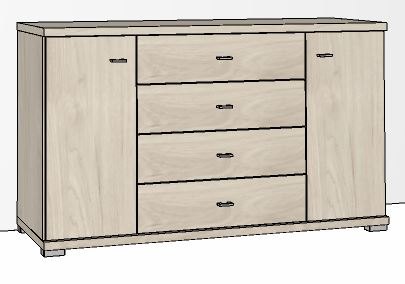 Combination dresser / Handles in silver/