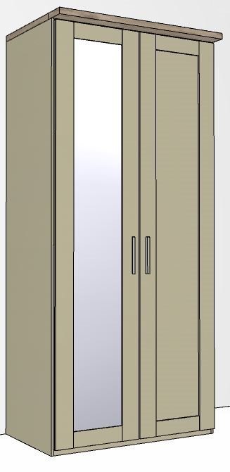 Airedale Oak Top 2 Doors Wardrobe - 1 Mirror Door Left