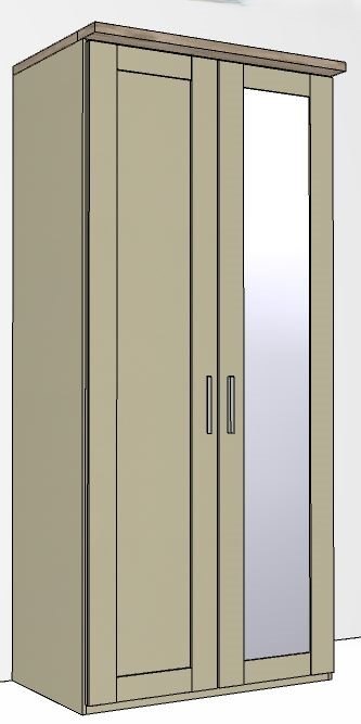 Airedale Oak Top 2 Doors Wardrobe - 1 Mirror Door Right