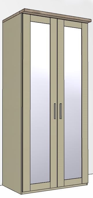 Airedale Oak Top 2 Doors Wardrobe - 2 Mirrored Doors