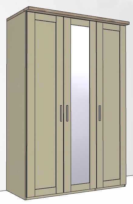 Airedale Oak Top 3 Doors Wardrobe - 1 Mirror Door