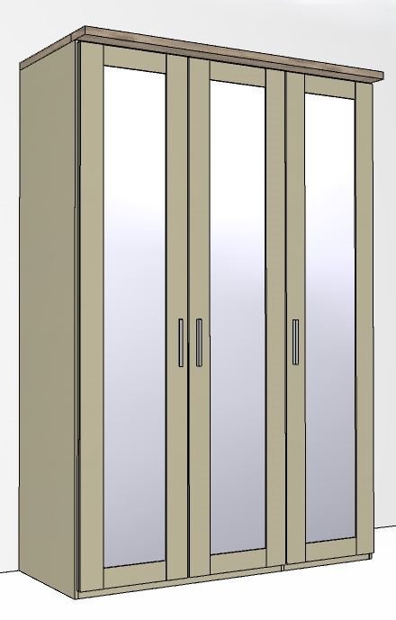 Airedale Oak Top3 Doors Wardrobe - 3 Mirroed Doors