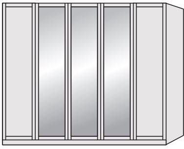 Airedale Oak Top 5 Doors Wardrobe - 3 Mirrored doors 