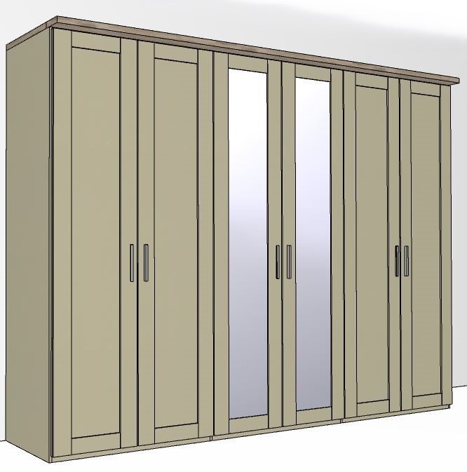 Airedale Oak Top 6 Doors Wardrobe - 2 Mirrored Doors