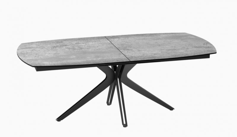 Vancouver Extending Dining Table 200/260 X 100 x 76 cm -Silver -Black lacquered steel legs