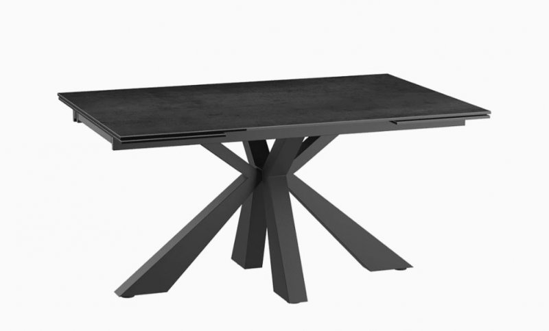 Ottawa Extending Dining Table 150/230 x 100 x 76 cm - Titanium - Grey lacquered steel legs