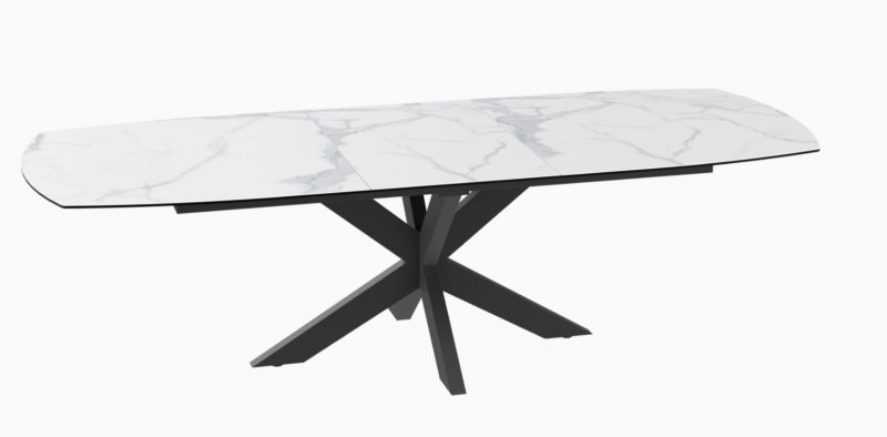 Phoenix Extending Dining Table 200/260  - Matt Marble - Black lacquered steel legs