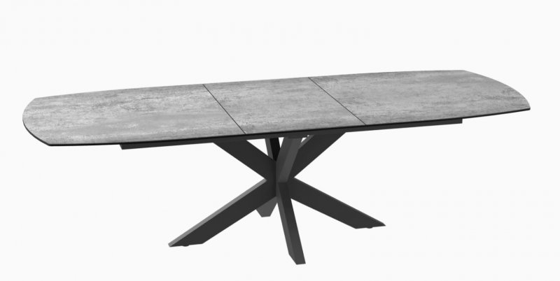 Phoenix Extending Dining Table 200/260  - Silver - Black lacquered steel legs