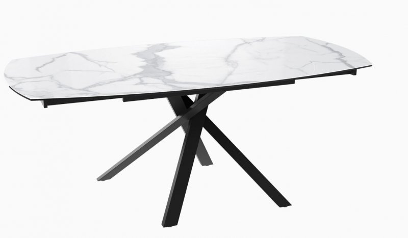 Kheops Extending Dining Table 130/190 -  Matt  Marble - Black lacquered steel legs